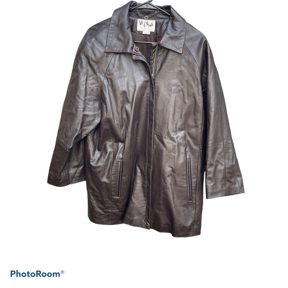 Gorgeous dark chocolate brown oversized vintage leather jacket size small